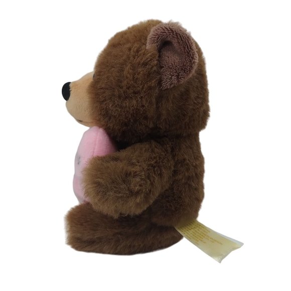 MTY International Brown Bear W/Pink Heart " Love You Mom" Plush 6" Stuffed Anima - Picture 4 of 7